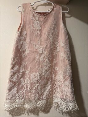 Max Studio Pink Lace Overlay Girls Dress